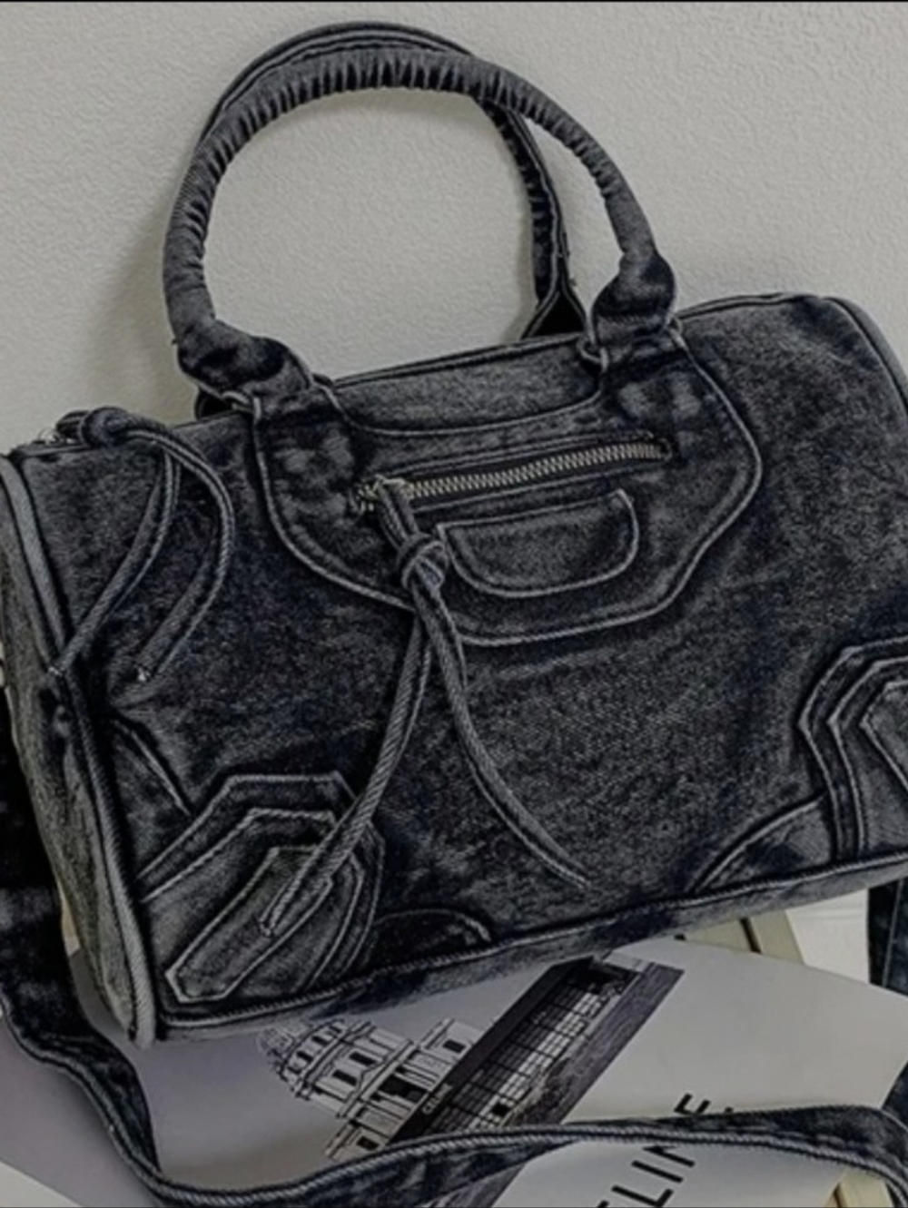 Denim Boston Bag Black